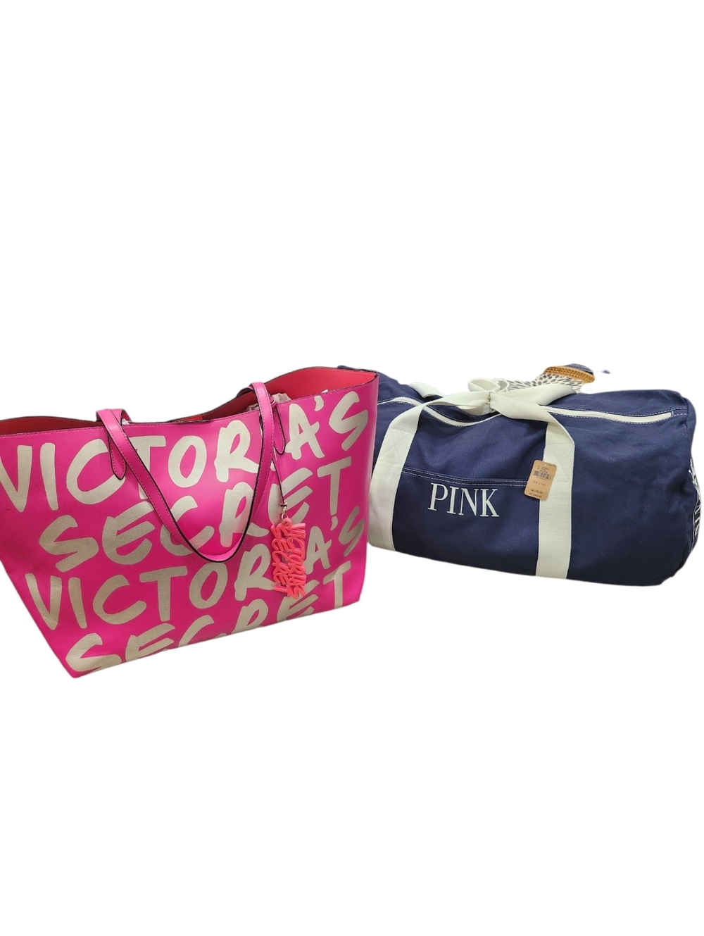 ✨️✨️BUNDLE✨️✨️NWT Victoria's Secret pink canvas duffle bag and pre-loved tote